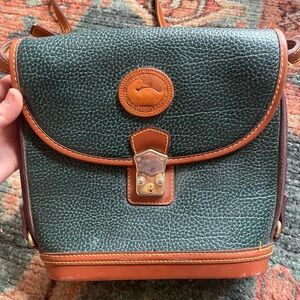 Vintage Dooney & Bourke AWL Crossbody Hunter Green British Tan Leather”